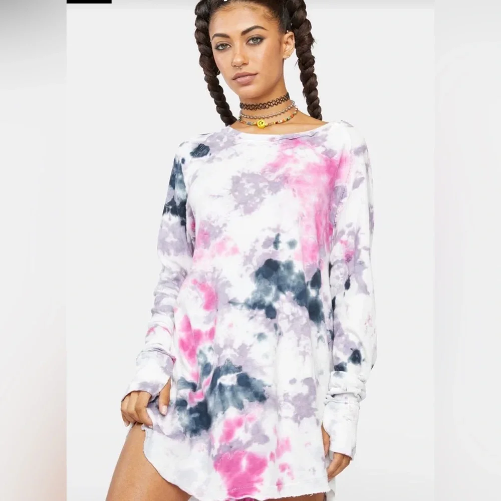 Free People Washed Arden Tie Dye Tee Size Small